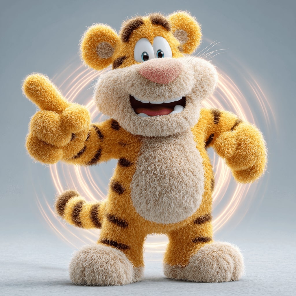 A cute cartoon tiger, the OKLV mascot, happily points to the login button